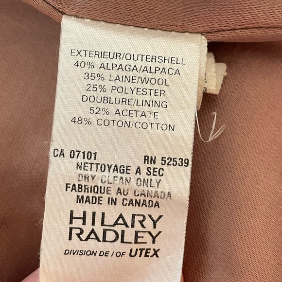 Vintage Hilary Radley Alpaca and wool coat, tan, wood buttons, pink lining 60s - Picture 8 of 8